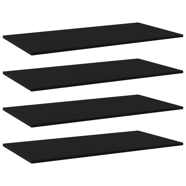 Ripiani per Libreria 4pz Neri 80x20x1,5cm in Legno Multistrato