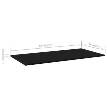 Ripiani per Libreria 8pz Neri 80x20x1,5cm in Legno Multistrato