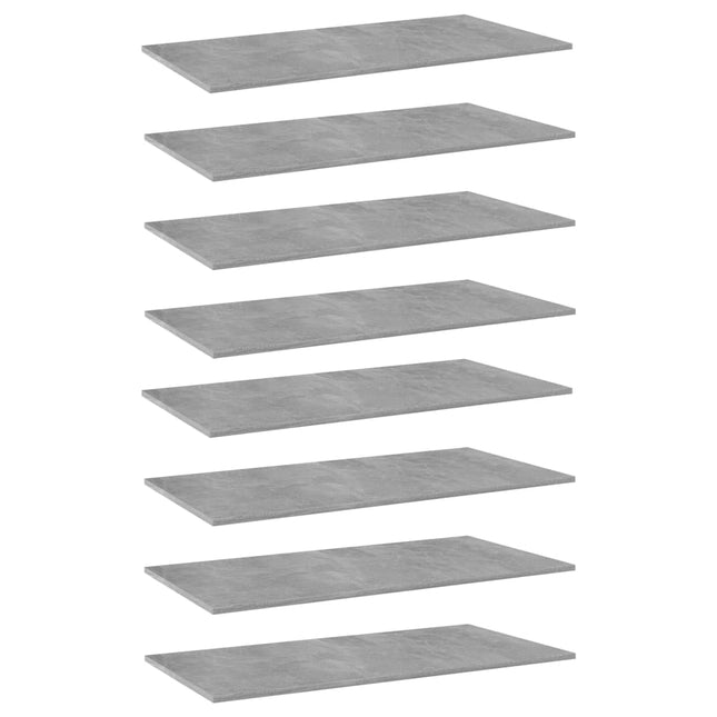 Ripiani per Libreria 8pz Grigio Cemento 80x20x1,5cm Multistrato
