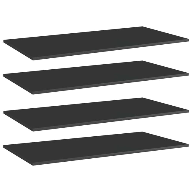 Ripiani per Libreria 4pz Nero Lucido 80x20x1,5cm Multistrato