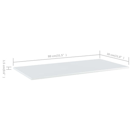 Ripiani per Libreria 8pz Bianco Lucido 80x30x1,5cm Multistrato