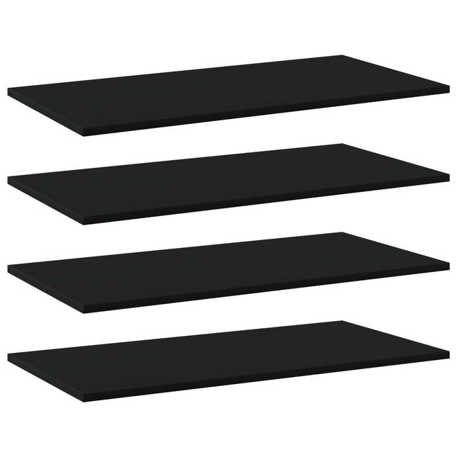 Ripiani per Libreria 4pz Neri 80x40x1,5cm in Legno Multistrato