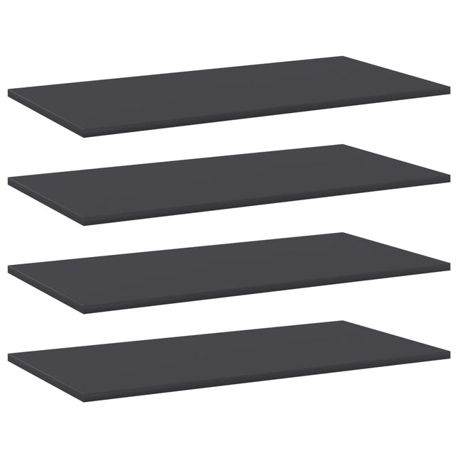 Ripiani per Libreria 4pz Grigi 80x40x1,5cm in Legno Multistrato