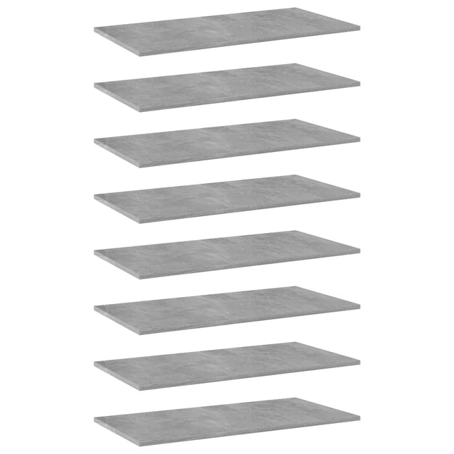 Ripiani per Libreria 8pz Grigio Cemento 80x40x1,5cm Multistrato