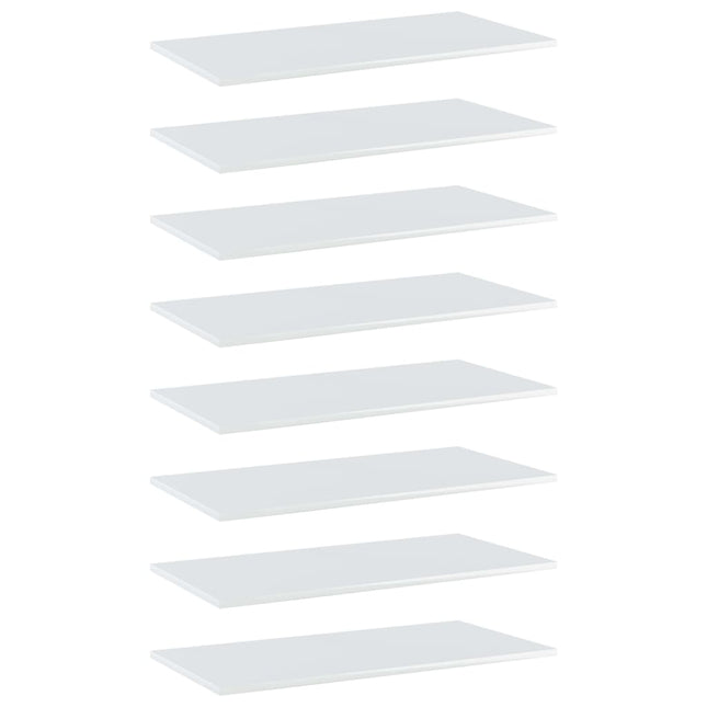 Ripiani per Libreria 8pz Bianco Lucido 80x40x1,5cm Multistrato