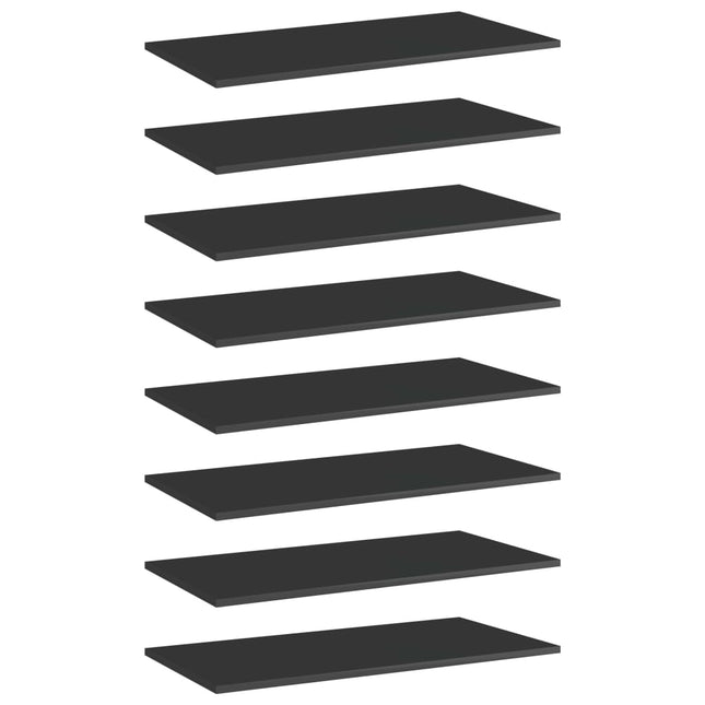 Ripiani per Libreria 8pz Nero Lucido 80x40x1,5cm Multistrato
