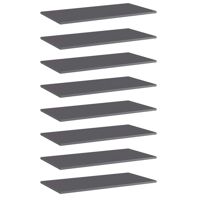 Ripiani per Libreria 8pz Grigio Lucido 80x40x1,5cm Multistrato