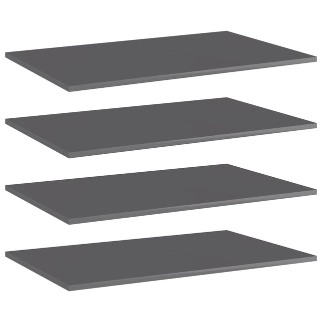 Ripiani per Libreria 4pz Grigio Lucido 80x50x1,5cm Multistrato