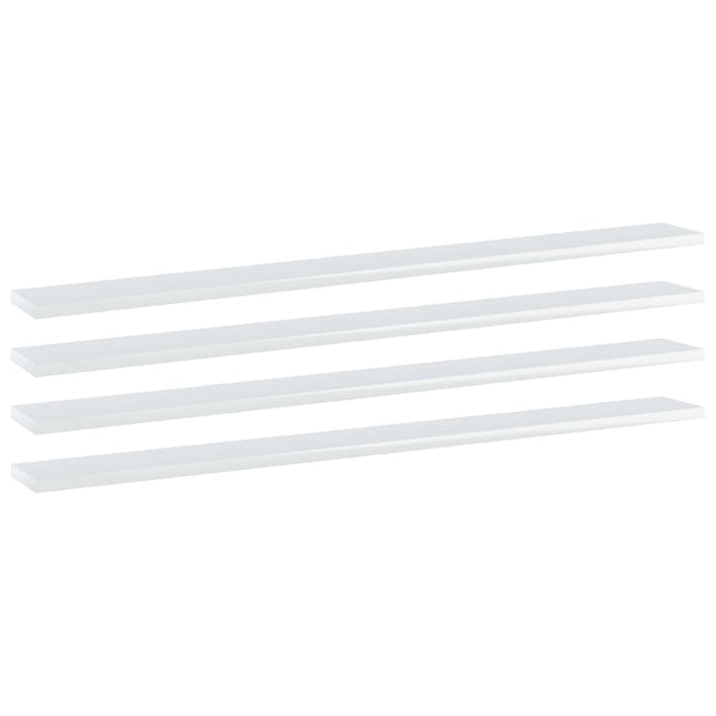 Ripiani per Libreria 4pz Bianco Lucido 100x10x1,5cm Multistrato