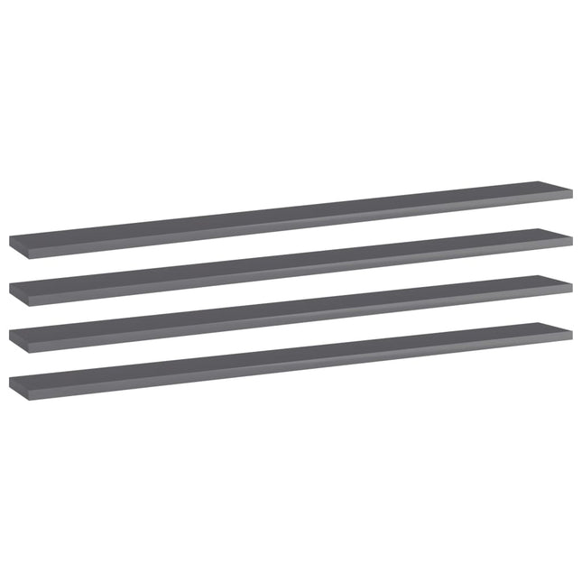 Ripiani per Libreria 4pz Grigio Lucido 100x10x1,5cm Multistrato