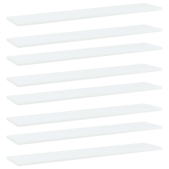 Ripiani per Libreria 8pz Bianchi 100x20x1,5cm Legno Multistrato