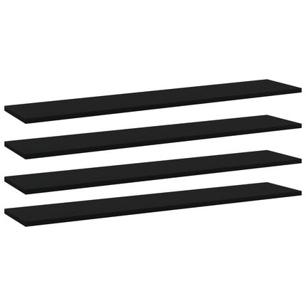 Ripiani per Libreria 4pz Neri 100x20x1,5cm in Legno Multistrato