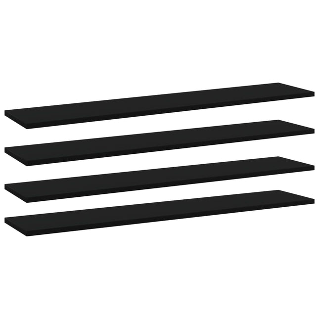 Ripiani per Libreria 4pz Neri 100x20x1,5cm in Legno Multistrato
