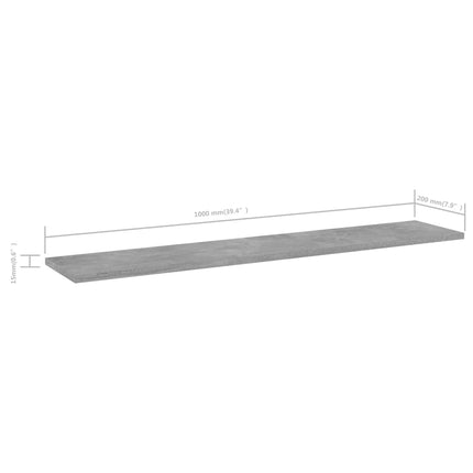 Ripiani Libreria 4pz Grigio Cemento 100x20x1,5cm Multistrato