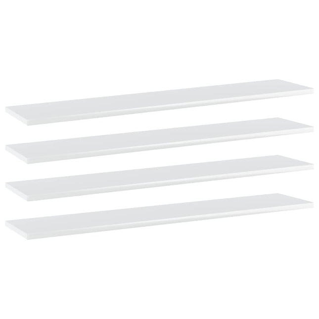 Ripiani per Libreria 4pz Bianco Lucido 100x20x1,5cm Multistrato