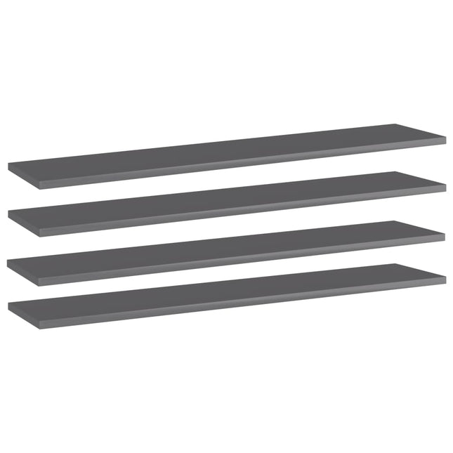 Ripiani per Libreria 4pz Grigio Lucido 100x20x1,5cm Multistrato