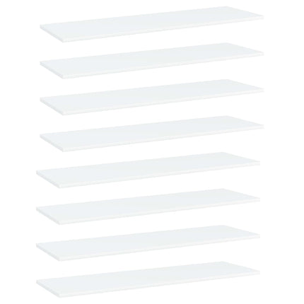 Ripiani per Libreria 8pz Bianchi 100x30x1,5cm Legno Multistrato