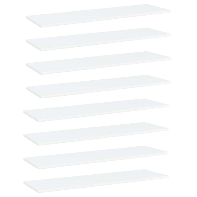Ripiani per Libreria 8pz Bianchi 100x30x1,5cm Legno Multistrato