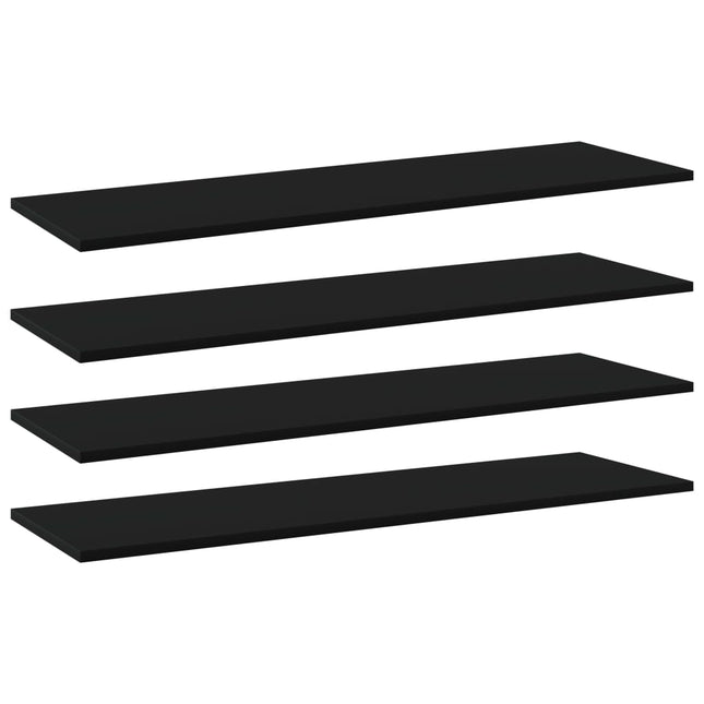 Ripiani per Libreria 4pz Neri 100x30x1,5cm in Legno Multistrato