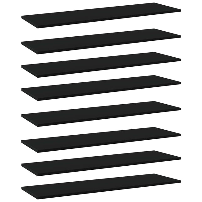 Ripiani per Libreria 8pz Neri 100x30x1,5cm in Legno Multistrato