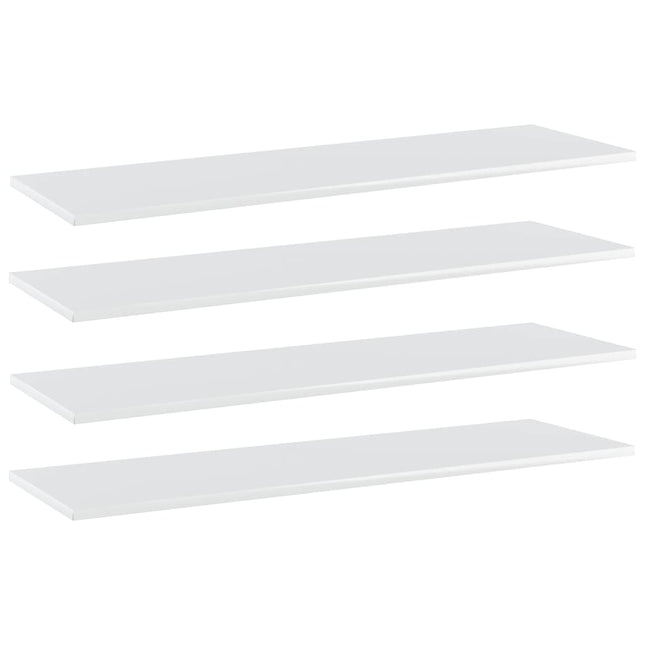 Ripiani per Libreria 4pz Bianco Lucido 100x30x1,5cm Multistrato