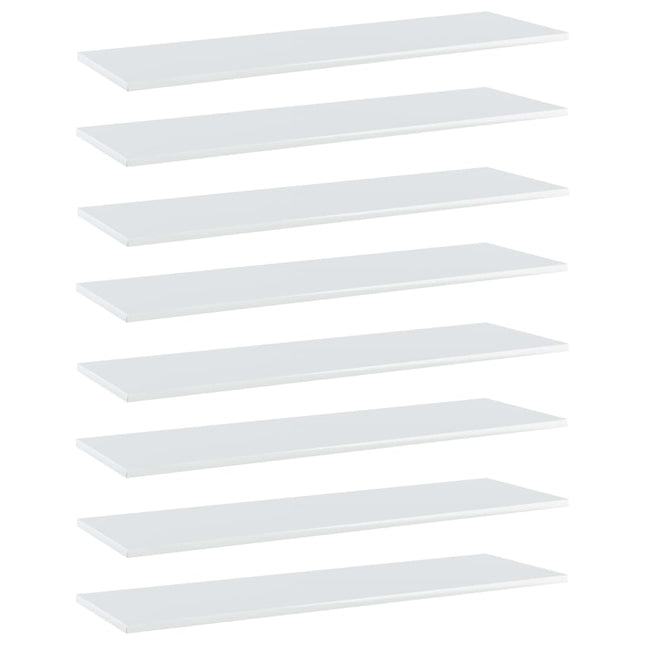 Ripiani per Libreria 8pz Bianco Lucido 100x30x1,5cm Multistrato