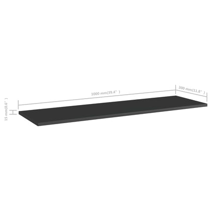 Ripiani per Libreria 4pz Nero Lucido 100x30x1,5cm Multistrato