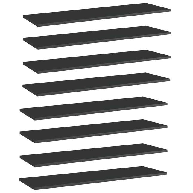 Ripiani per Libreria 8pz Nero Lucido 100x30x1,5cm Multistrato