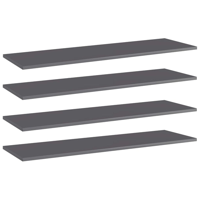 Ripiani per Libreria 4pz Grigio Lucido 100x30x1,5cm Multistrato