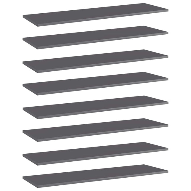 Ripiani per Libreria 8pz Grigio Lucido 100x30x1,5cm Multistrato