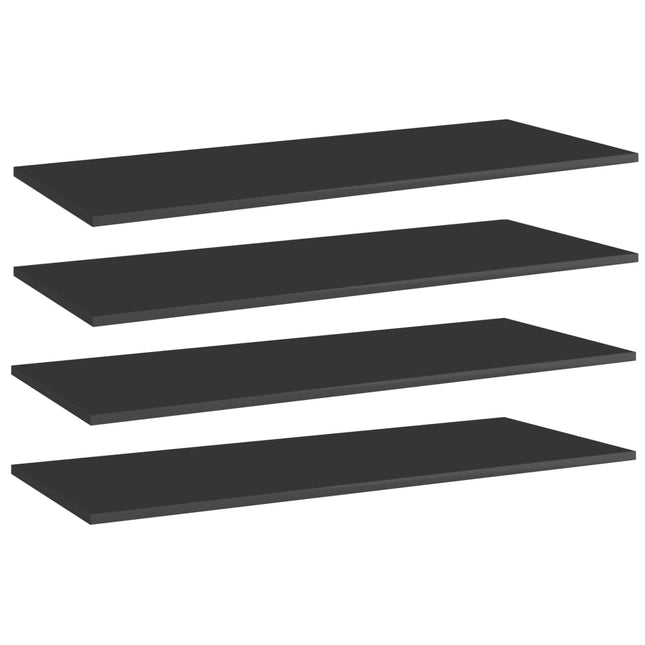 Ripiani per Libreria 4pz Nero Lucido 100x40x1,5cm Multistrato