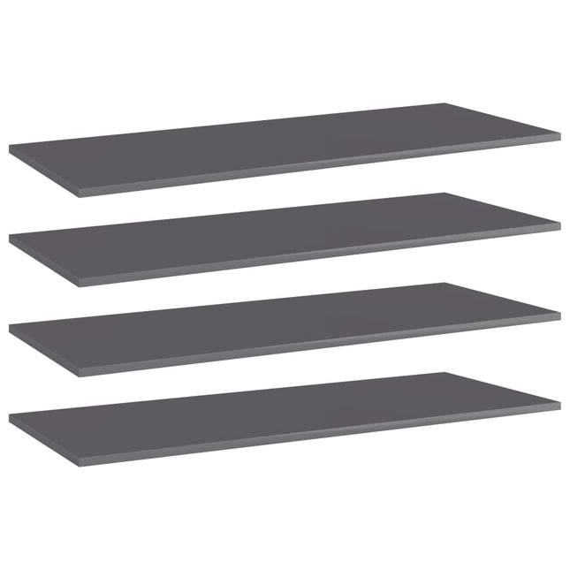 Ripiani per Libreria 4pz Grigio Lucido 100x40x1,5cm Multistrato