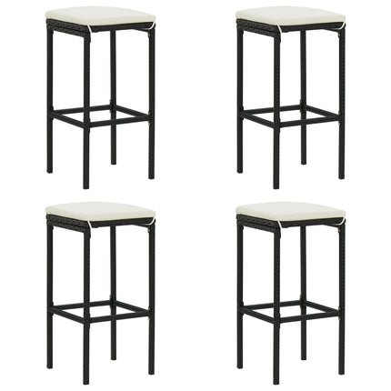 Set Bar da Giardino 5 pz con Cuscini Polyrattan Nero