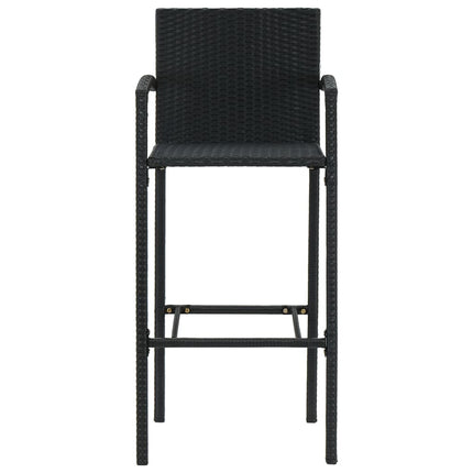 Set Bar da Giardino 5 pz con Braccioli in Polyrattan Nero