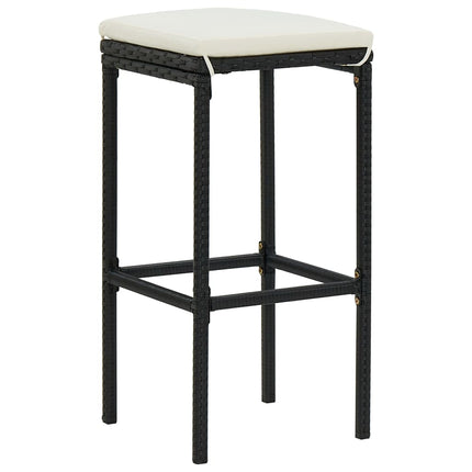 Set Bar da Giardino 3 pz con Cuscini in Polyrattan Nero