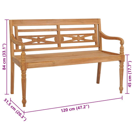 Panca Batavia con Cuscino Verde 120 cm in Massello di Teak