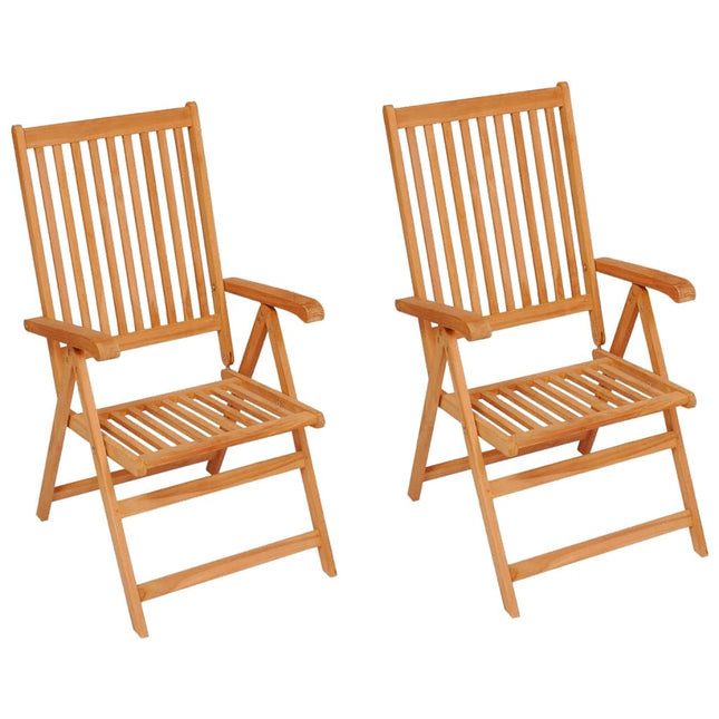 Sedie Giardino 2 pz con Cuscino Rosso a Quadri Massello di Teak