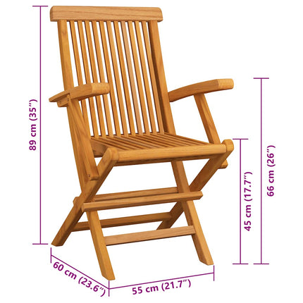 Sedie da Giardino con Cuscini Antracite 2pz Legno Massello Teak