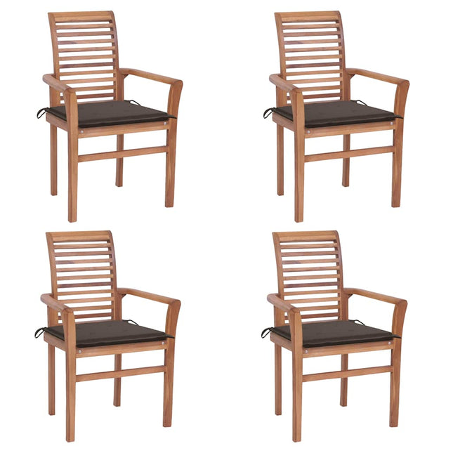 Sedie da Pranzo 4 pz con Cuscini Talpa in Massello di Teak