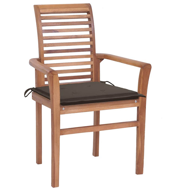 Sedie da Pranzo 4 pz con Cuscini Talpa in Massello di Teak
