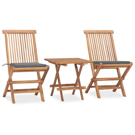 Set da Pranzo Giardino Pieghevole 3 pz Cuscino Massello di Teak
