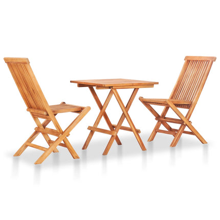 Set da Bistrot 3 pz con Cuscini Rossi in Legno Massello di Teak