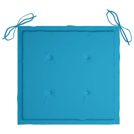 Sedie da Giardino 2 pz con Cuscini Blu Massello di Teak