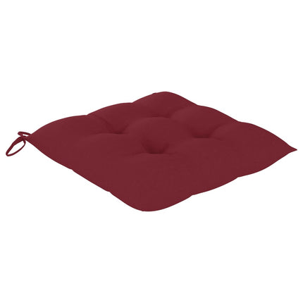Sedie da Giardino 2 pz con Cuscini Rosso Vino in Teak Massello