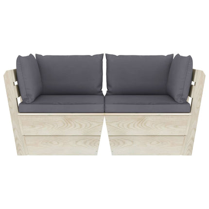 Divano da Giardino a 2 Posti su Pallet con Cuscini Legno Abete