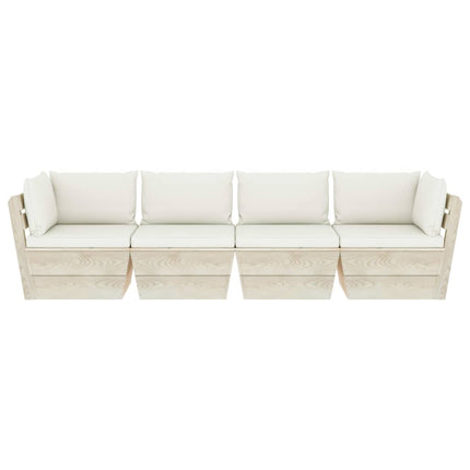 Divano da Giardino a 4 Posti su Pallet con Cuscini Legno Abete