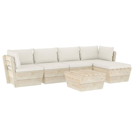 Set Divani da Giardino su Pallet 6 pz con Cuscini Legno Abete