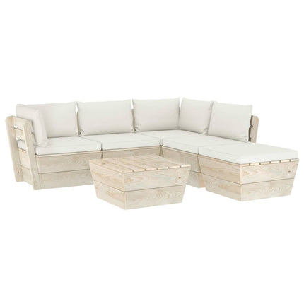 Set Divani da Giardino su Pallet 6 pz con Cuscini Legno Abete