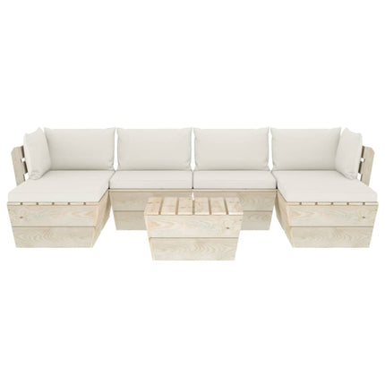 Set Divani da Giardino su Pallet 7 pz con Cuscini Legno Abete