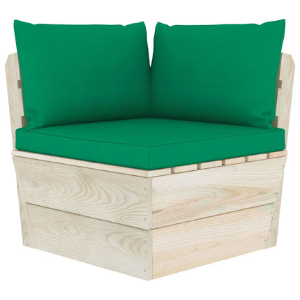 Set Divani da Giardino su Pallet 7 pz con Cuscini Legno Abete